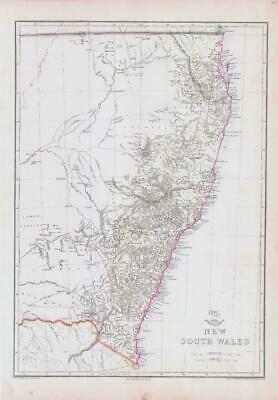 1863 Large Antique Map NEW SOUTH WALES Australia by Edward Weller (DA219)
