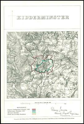 1868 Worcestershire Boundary Commission Ordnance MAP of KIDDERMINSTER (BC83)