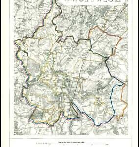 1868 Worcestershire Boundary Commission Ordnance MAP PLAN of DROITWICH (BC53)