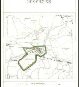 1868 Wiltshire Boundary Commission Ordnance MAP PLAN of DEVIZES (BC49)