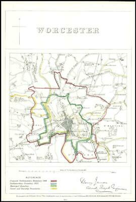 1868 Worcestershire Boundary Commission Ordnance MAP PLAN of WORCESTER (BC191)
