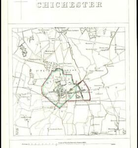 1868 West Sussex Boundary Commission Ordnance MAP PLAN of CHICHESTER (BC37)