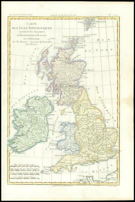 1780 Antique Map of ISLES BRITANNIQUES - BRITISH ISLES by Bonne (BMii/18)