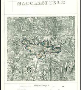 1868 Cheshire Boundary Commission Ordnance MAP PLAN of MACCLESFIELD (BC101)