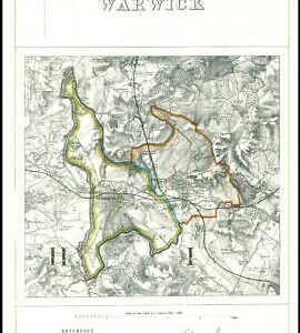 1868 Warwickshire Boundary Commission Ordnance MAP PLAN of WARWICK (BC176)
