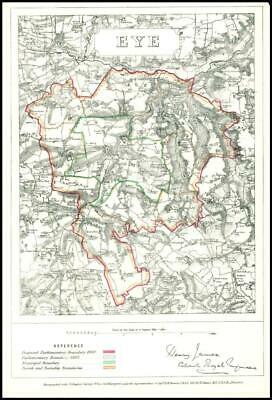 1868 Suffolk Boundary Commission Ordnance MAP PLAN of EYE (BC58)