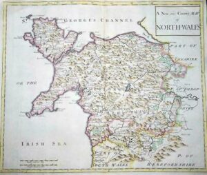 1722 - Original Antique LARGE MAP 'NORTH WALES' by Morden Outline Colour (LM4)