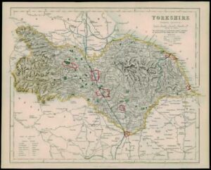 1842 - Original Antique Map of YORKSHIRE NORTH RIDING by Fisher (33)