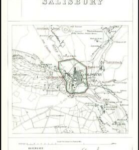1868 Wiltshire Boundary Commission Ordnance MAP PLAN of SALISBURY (BC144)