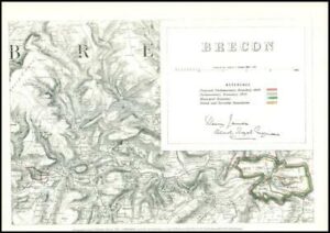 1868 Powys Wales Boundary Commission Ordnance MAP PLAN of BRECON (BC198)