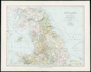 1903 Original Antique Colour Map - ENGLAND WALES North Sheet (8)