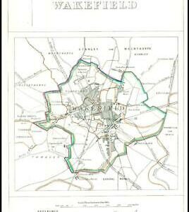 1868 West Yorkshire Boundary Commission Ordnance MAP PLAN of WAKEFIELD (BC172)