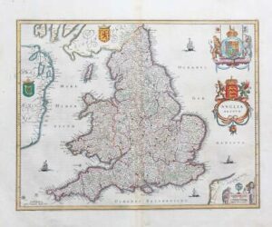 1646 - ANGLIA REGNUM England & Wales Map by Jan Jansson after Blaeu (LM10)