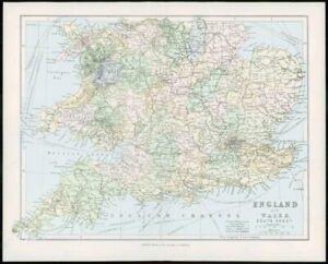 1903 Original Antique Colour Map - ENGLAND WALES South Sheet (9)