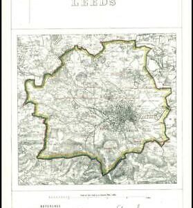 1868 West Yorkshire Boundary Commission Ordnance MAP PLAN of LEEDS (BC89)