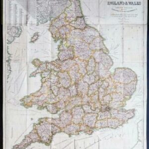 c1911-20 Very large folding GENERAL REFERENCE MAP ENGLAND & WALES Gross (FM2)