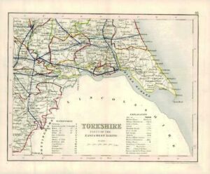 1860 Joshua Archer map of YORKSHIRE Parts of East & West Riding England (AM3/55)
