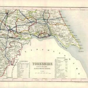 1860 Joshua Archer map of YORKSHIRE Parts of East & West Riding England (AM3/55)