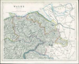 1842 Engraved Map of WALES (North East) by Fisher (FM2/37)