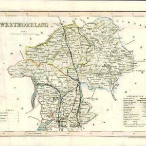 1860 Joshua Archer map of WESTMORELAND England with outline colour (AM3/49)