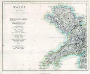 1842 Engraved Map of WALES (North West) by Fisher (FM2/36)