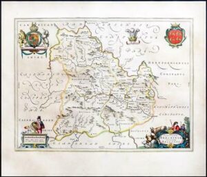1659 BRECKNOCKSHIRE Comitatus BRECHINIAE Wales Map by Blaeu Spanish Edition (EB)