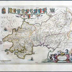 1659 Original Map PEMBROKESHIRE Carmarthen Wales by Blaeu Spanish Edition (EB)