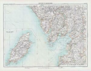 c1885 Map ENGLAND - SECTION IV MORECAMBE Isle of Man Bartholomew (RA20)