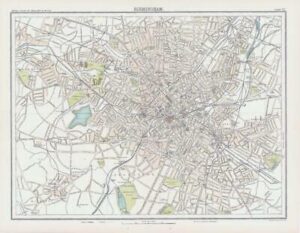 c1885 Large Map ENGLAND - BIRMINGHAM West Midlands Bartholomew (RA52)
