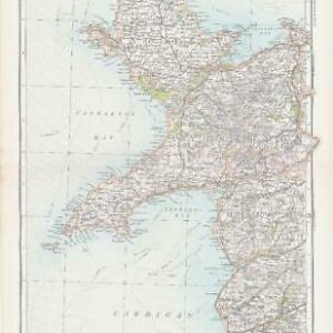 c1885 Large Map ENGLAND WALES SECTION X CARNARVON Anglesey Bartholomew (RA28)