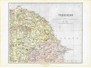1885 Large Map of the County of YORKSHIRE (North East Sheet) by Weller (PCM41)