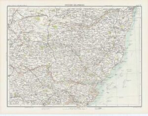 c1885 Large Map ENGLAND - SECTION XIX IPSWICH Suffolk Bartholomew (RA37)
