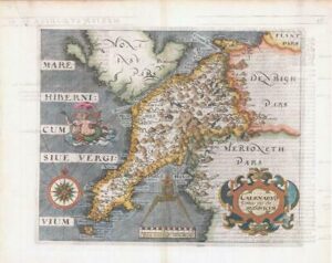 1607 - RARE 1st Edition Antique Map WALES CAERNARFONSHIRE Saxton Kip/Hole (S2)