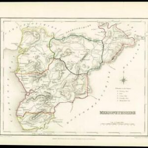 1845 Antique colour map of "MERIONETHSHIRE" Wales by LEWIS W/DW35
