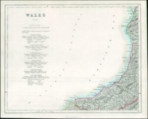 1842 Engraved Map of WALES (West) by Fisher (FM2/34)
