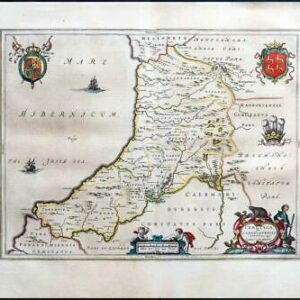 1659 CARDIGANSHIRE Ceretica sive CARDIGANENSIS Wales Map by Blaeu Spanish (EB)