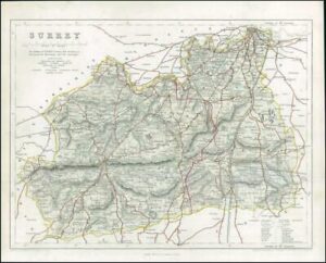 1842 Engraved Map of SURREY by Fisher (FM2/29)