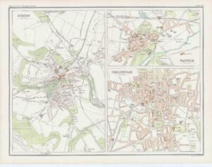 c1885 Large Map ENGLAND - BUXTON WARWICK CHELTENHAM Bartholomew (RA56)