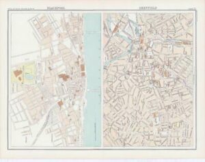 c1885 Large Map ENGLAND - BLACKPOOL SHEFFIELD Bartholomew (RA53)