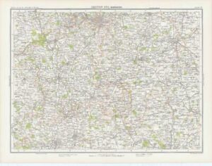 c1885 Large Map ENGLAND - SECTION XVII WARWICK Worcester Bartholomew (RA35)