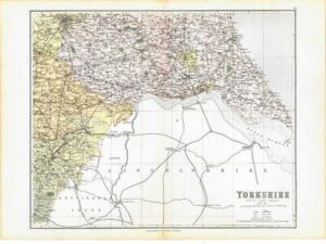 1885 Large Map of the County of YORKSHIRE (South East Sheet) by Weller (PCM43)