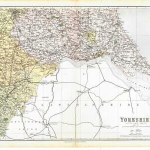 1885 Large Map of the County of YORKSHIRE (South East Sheet) by Weller (PCM43)