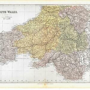 1885 Large Map of SOUTH WALES by Weller (PCM445)