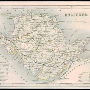 1855 - Original antique map of "ANGLESEA" WALES by JOSHUA ARCHER (1)