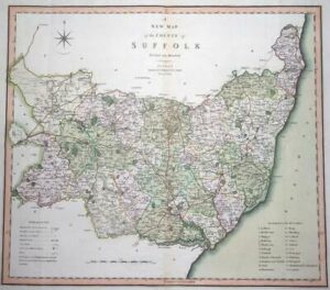 1804 - Large Original Antique Map of SUFFOLK by Smith oriignal Colour (LM4)