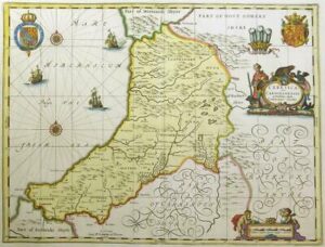 c1695 - WALES Antique Map of CARDIGANSHIRE by Schenk Valk after Blaeu (LM5)