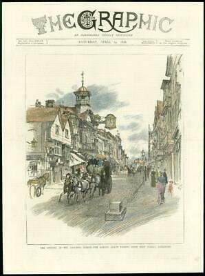 1886 Antique Print - SURREY Guildford High Street Coach & Horses (HC2/10)