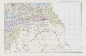 1883 Large Map of YORKSHIRE (South East Sheet) Ordnance Survey by Bacon (BO46)