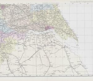 1883 Large Map of YORKSHIRE (South East Sheet) Ordnance Survey by Bacon (BO46)