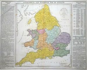 1813 - Large Antique GEOGRAPHICAL STATISTICAL Map ENGLAND & WALES Colour (LM4)